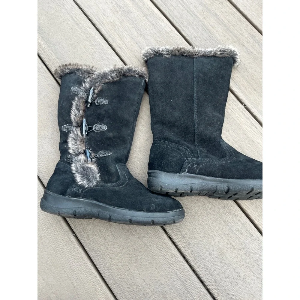White Mountain Tantalas Black Suede Faux Fur Toggle Winter Boots W12862Z 6M